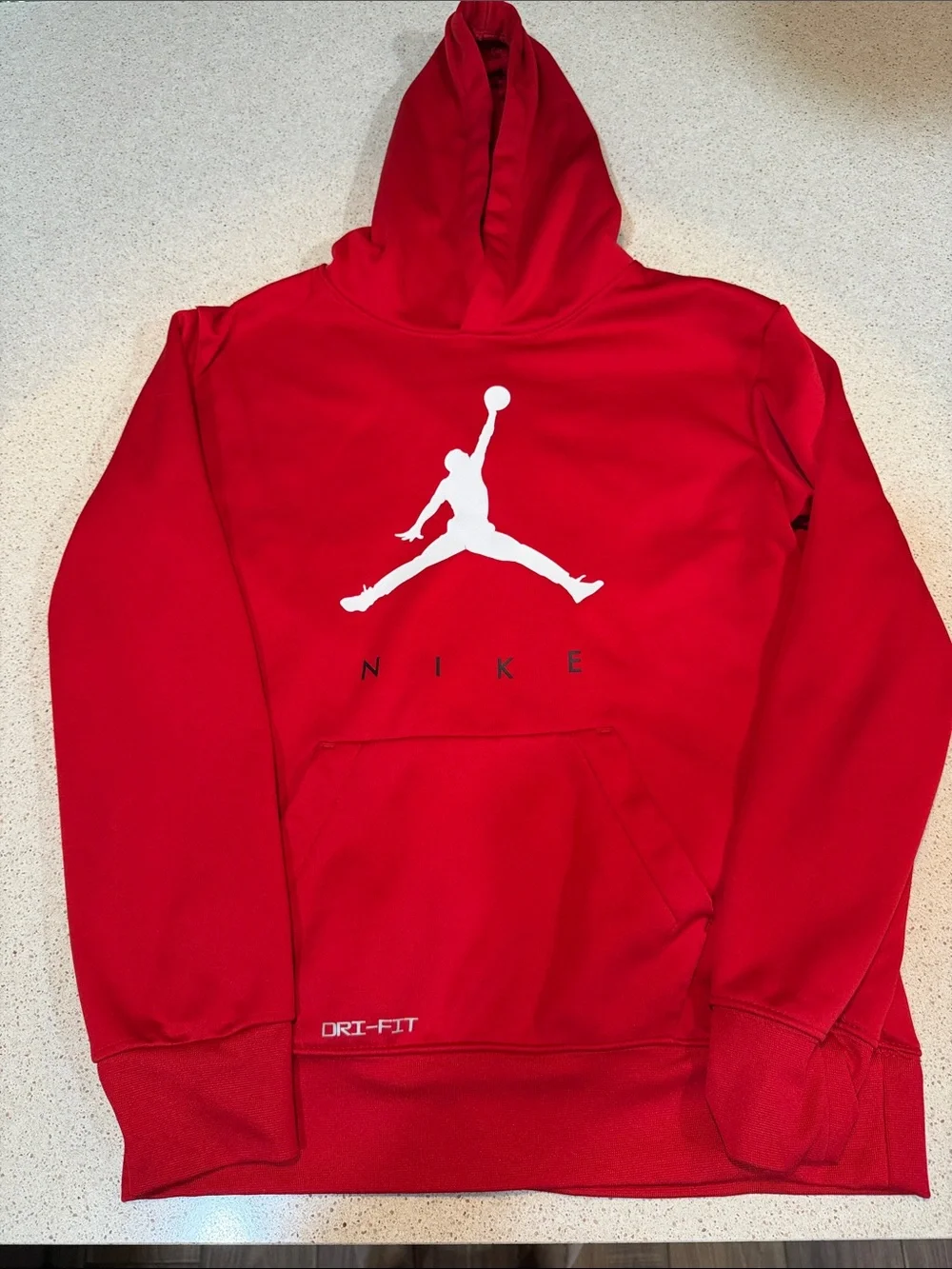 Youth Jordan Red Hoodie with White Jumpman Logo